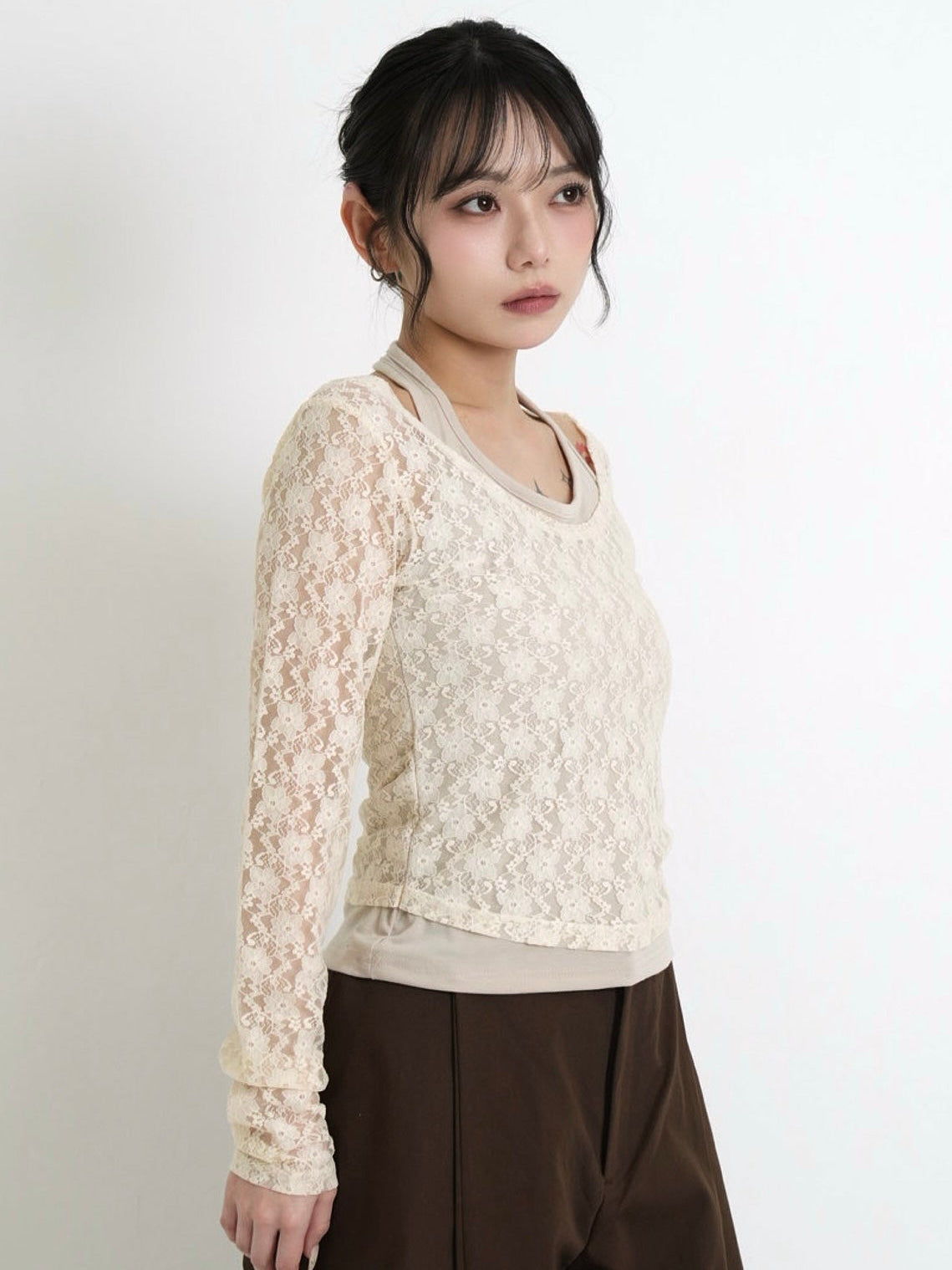 layered lace halter tops