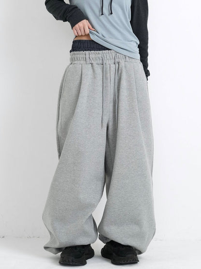 double layered wide pants