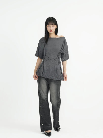 wrinkle adjustable button tops