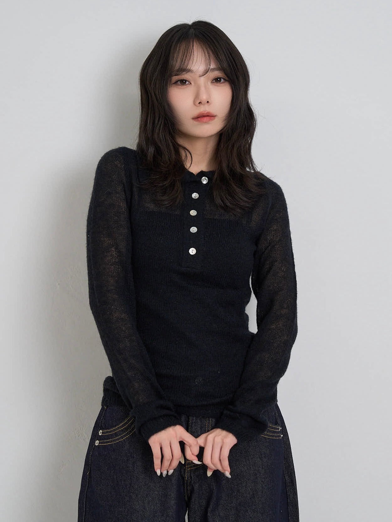 light sheer polo knit