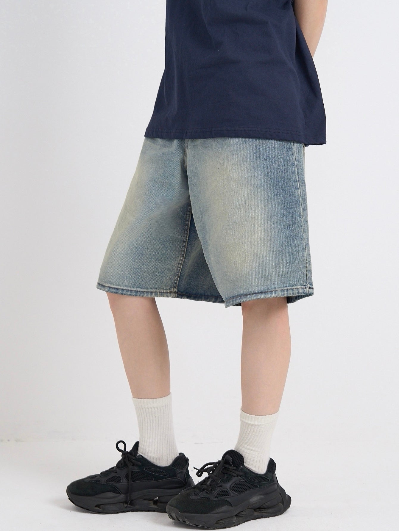 washed bermuda denim pants