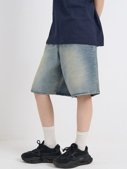 washed bermuda denim pants