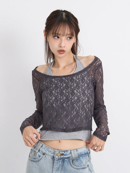 layered lace halter tops