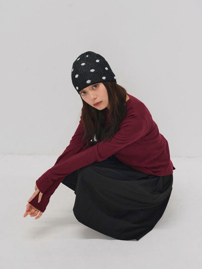 dot knit beanie