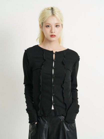 frill trim cardigan