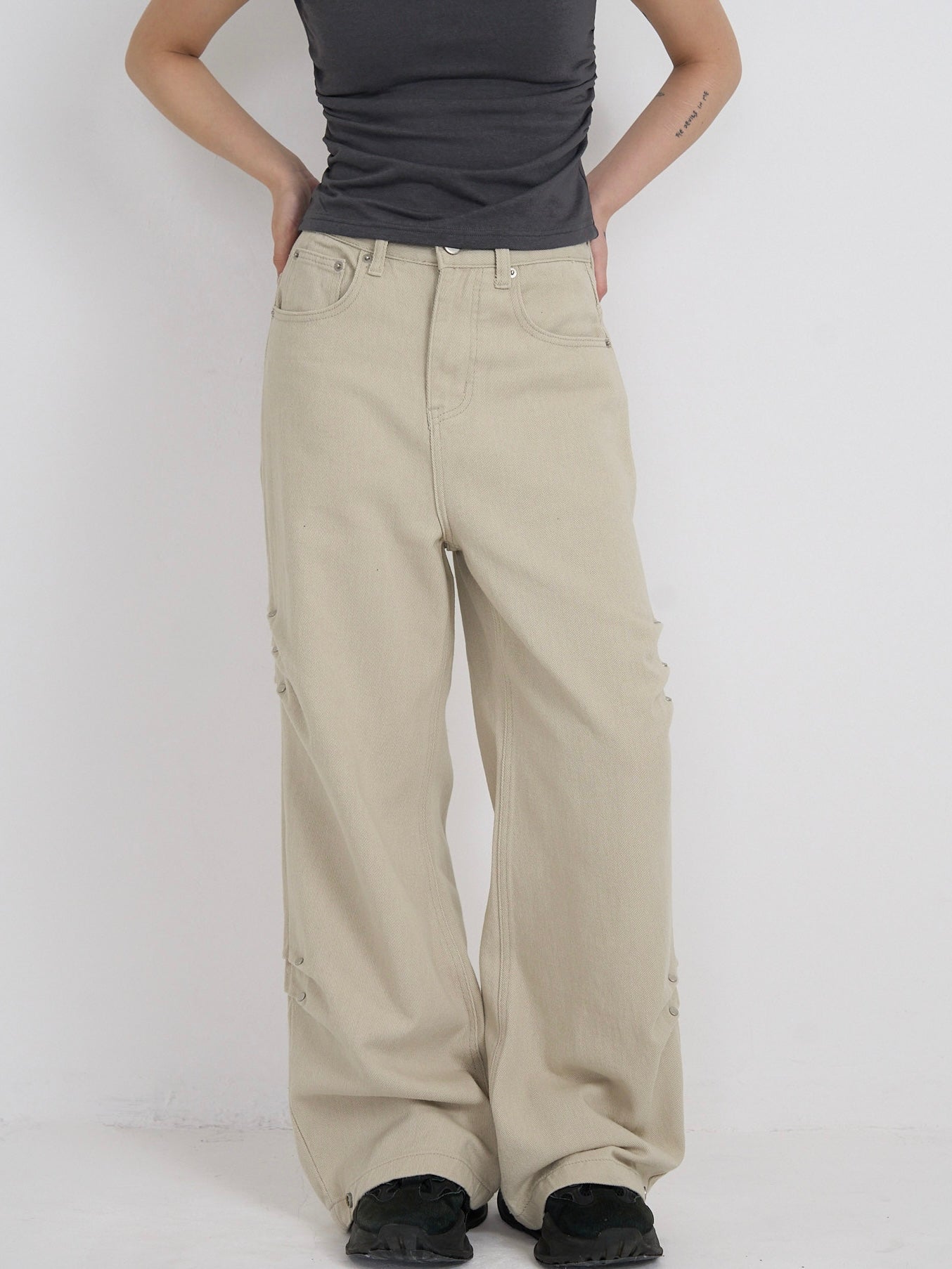 cotton side eyelet pants