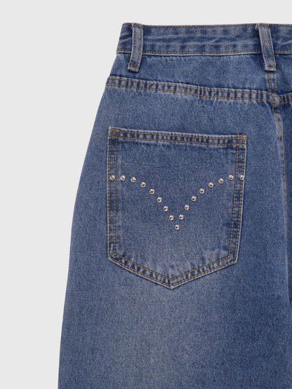 curve studs denim pants