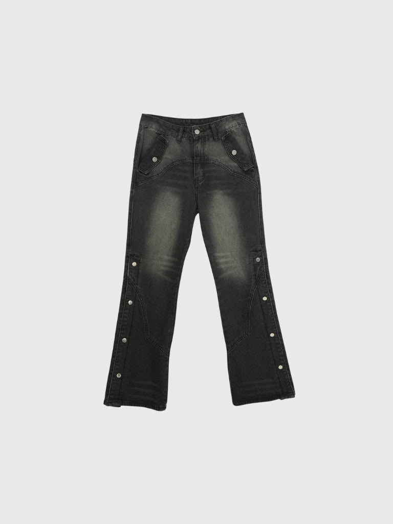 wide slit bootcut denim pants