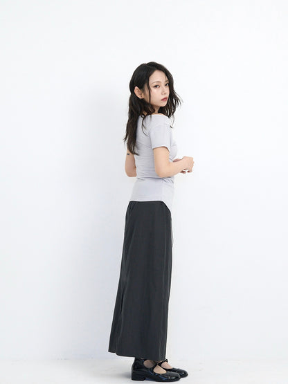 back slit long skirt