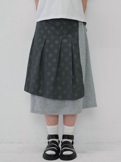 dot layered long skirt