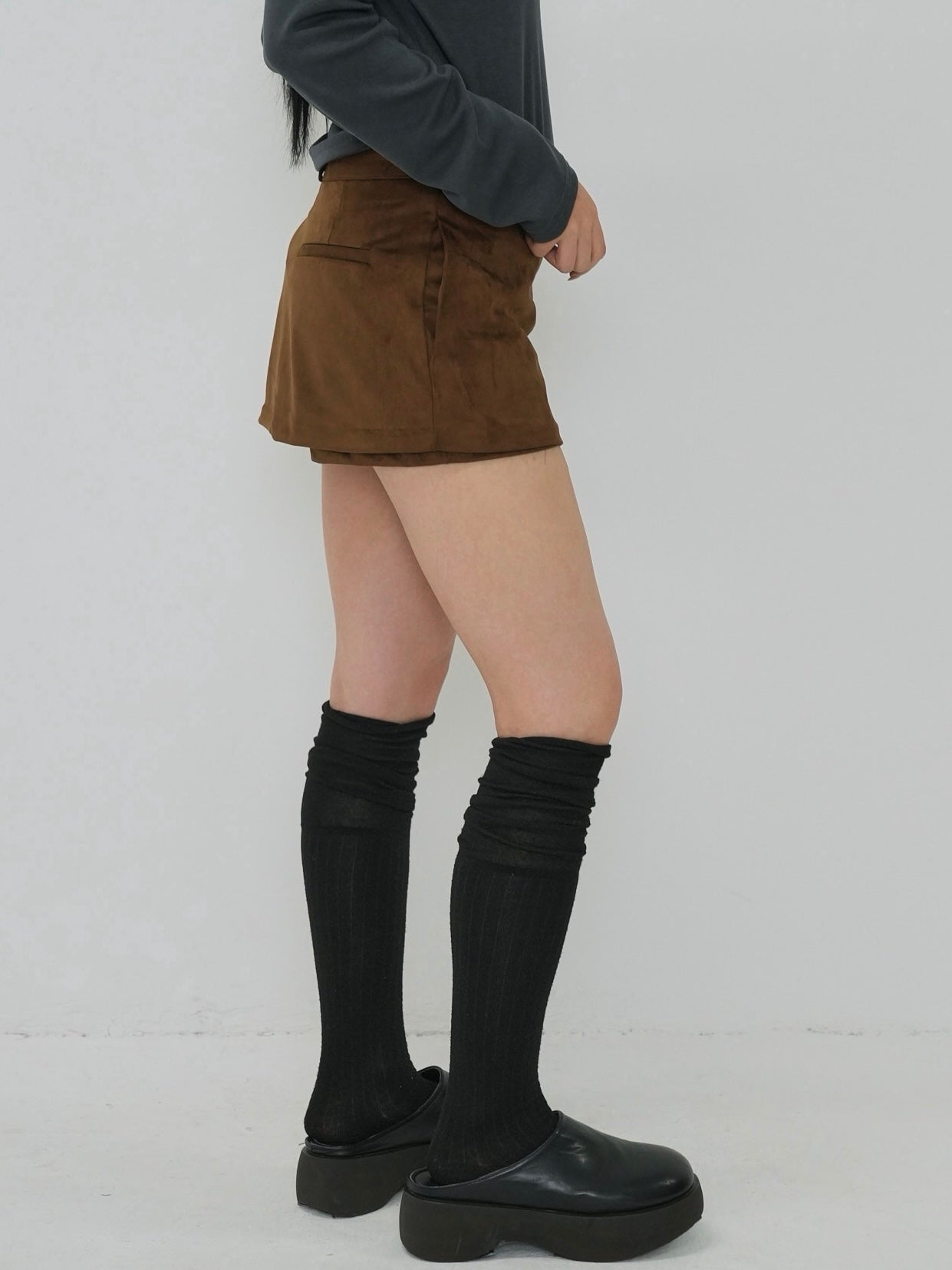suede mini skirt pants