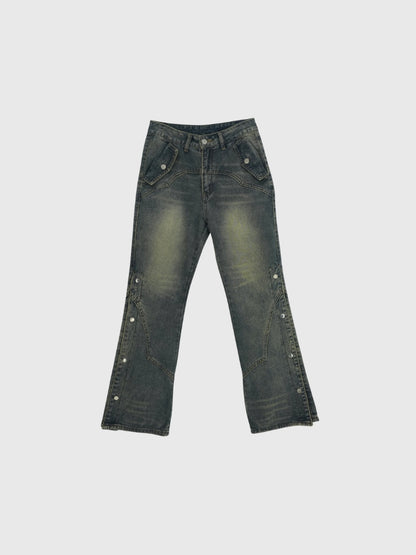 wide slit bootcut denim pants