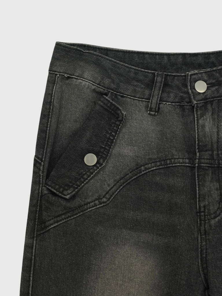 wide slit bootcut denim pants