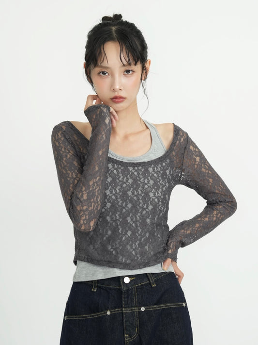 layered lace halter tops