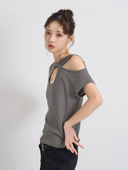 one shoulder cut tops