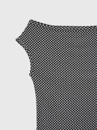 gingham off shoulder tops