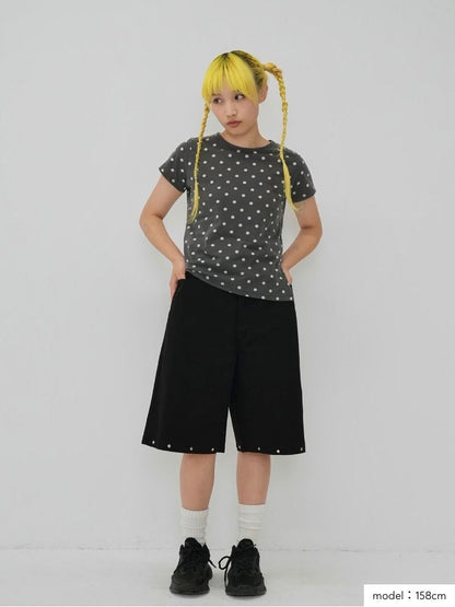 metal stud bermuda pants