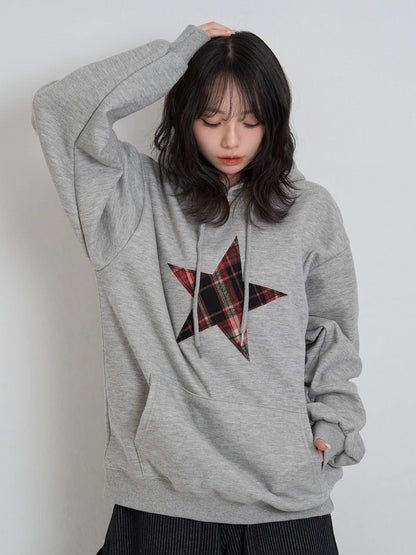 star check patch hoodie