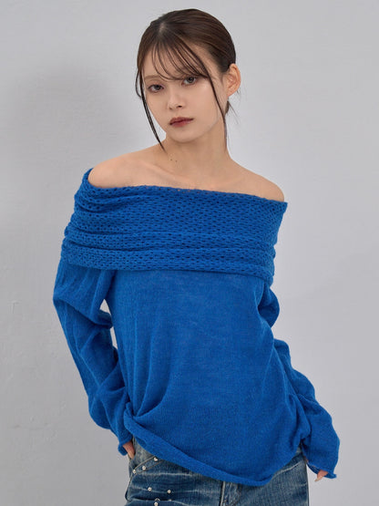 wool off shoulder knit