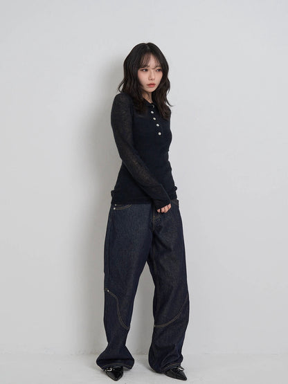 light sheer polo knit