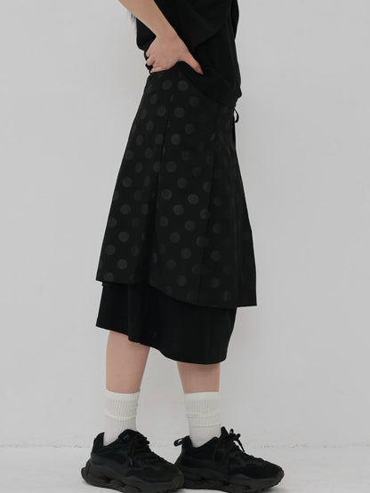 dot layered long skirt
