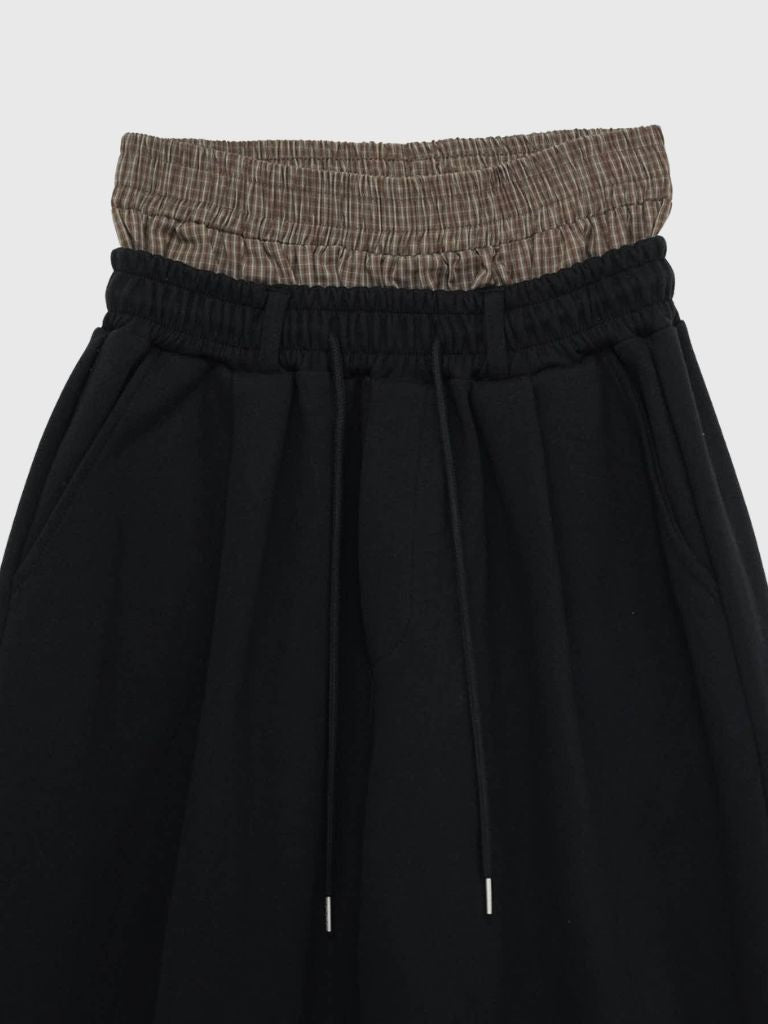 double layered wide pants
