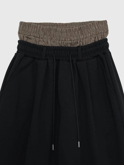 double layered wide pants