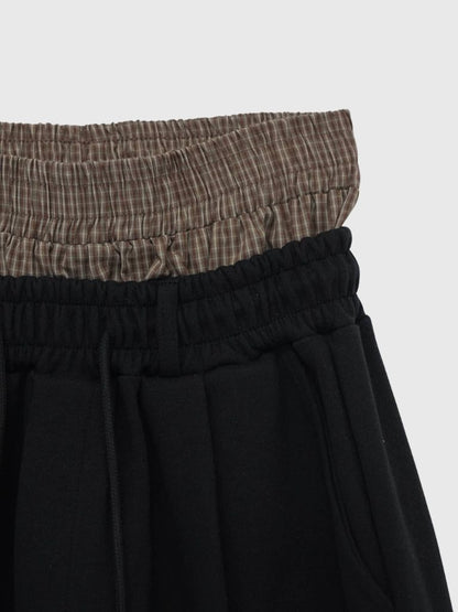 double layered wide pants