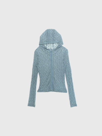 lace zip up tops