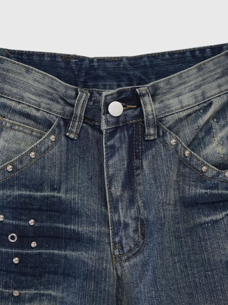 eyelet stud wide denim