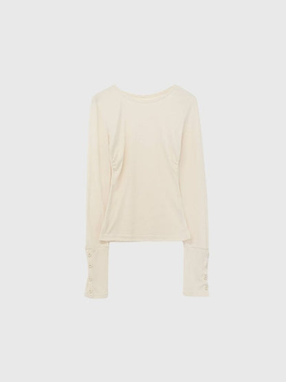 round neck button sleeve tops