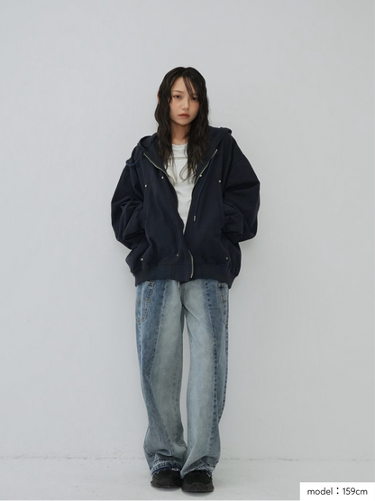 over pocket zip up hoodie