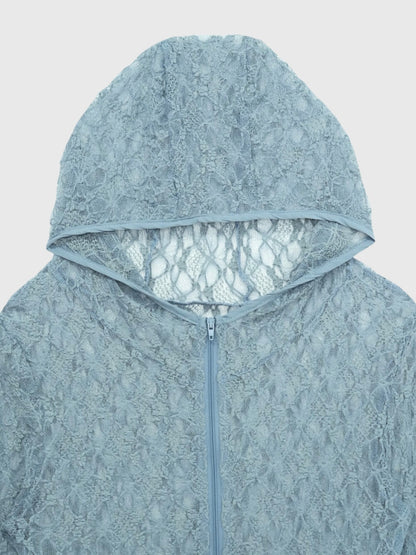 lace zip up tops