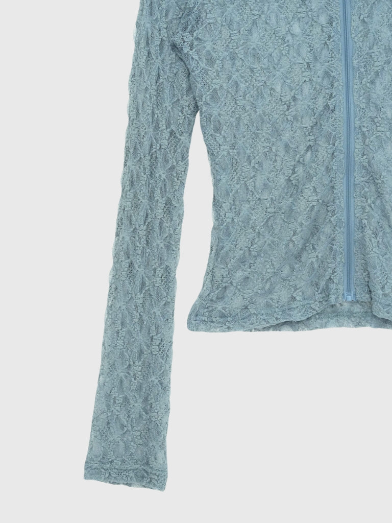 lace zip up tops