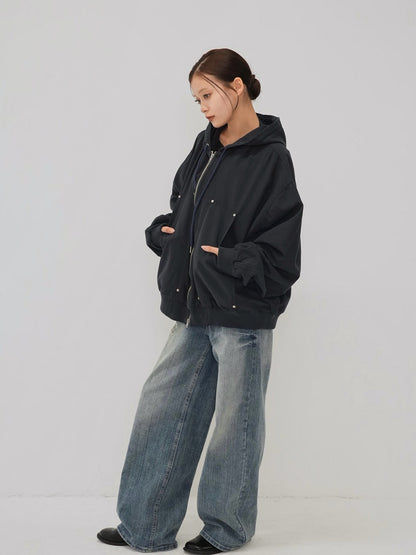 over pocket zip up hoodie