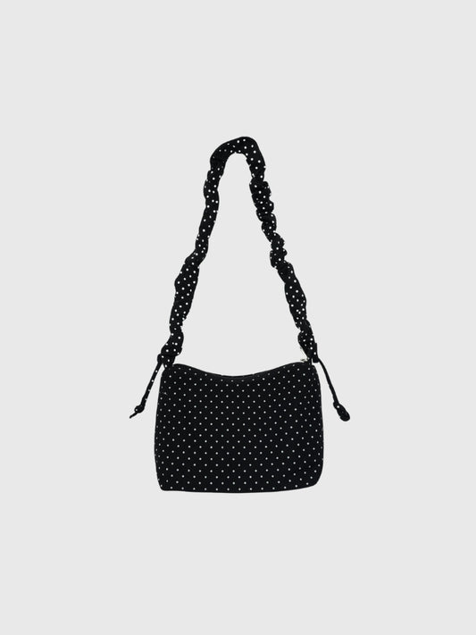 hirred handle polka dot bag