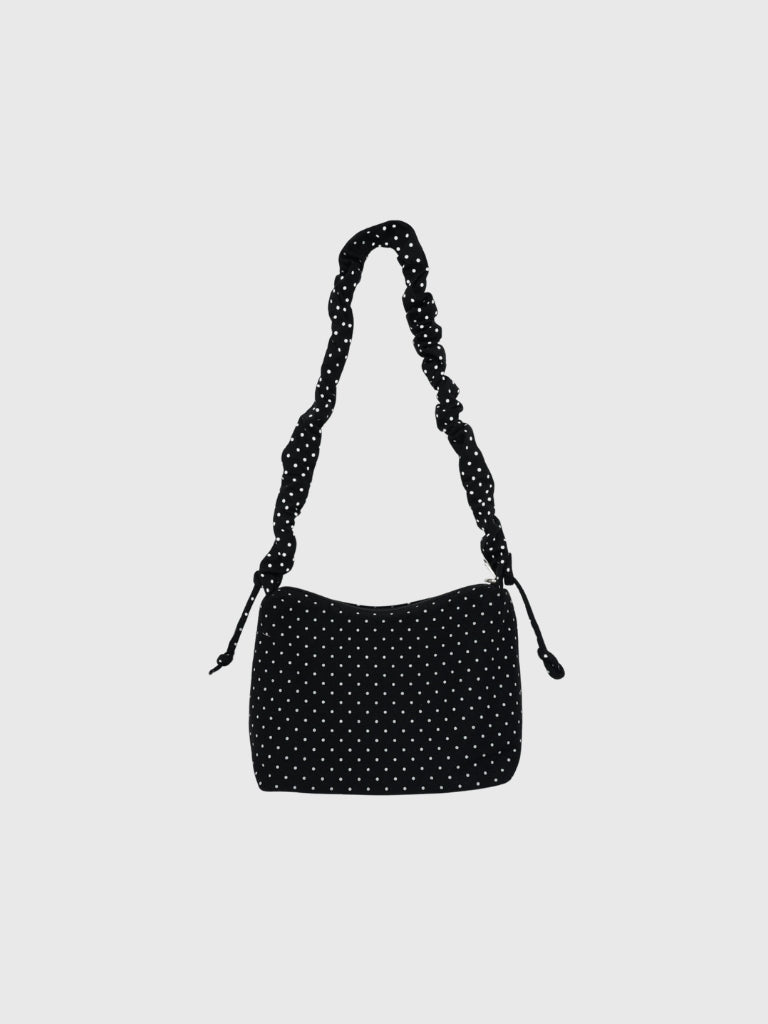 hirred handle polka dot bag