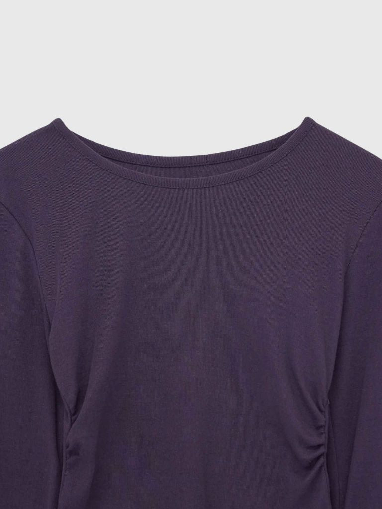 round neck button sleeve tops