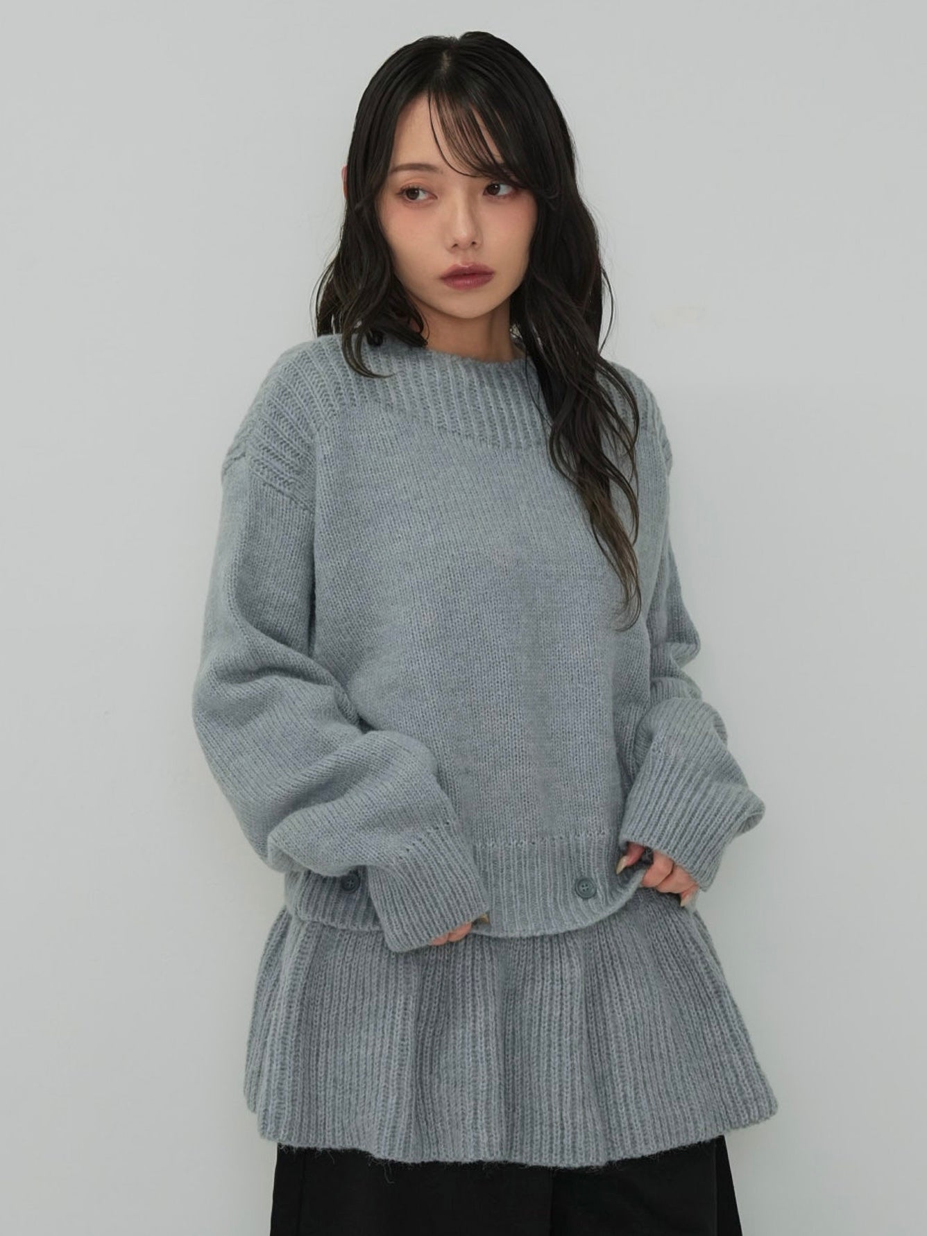 2way layered hem knit