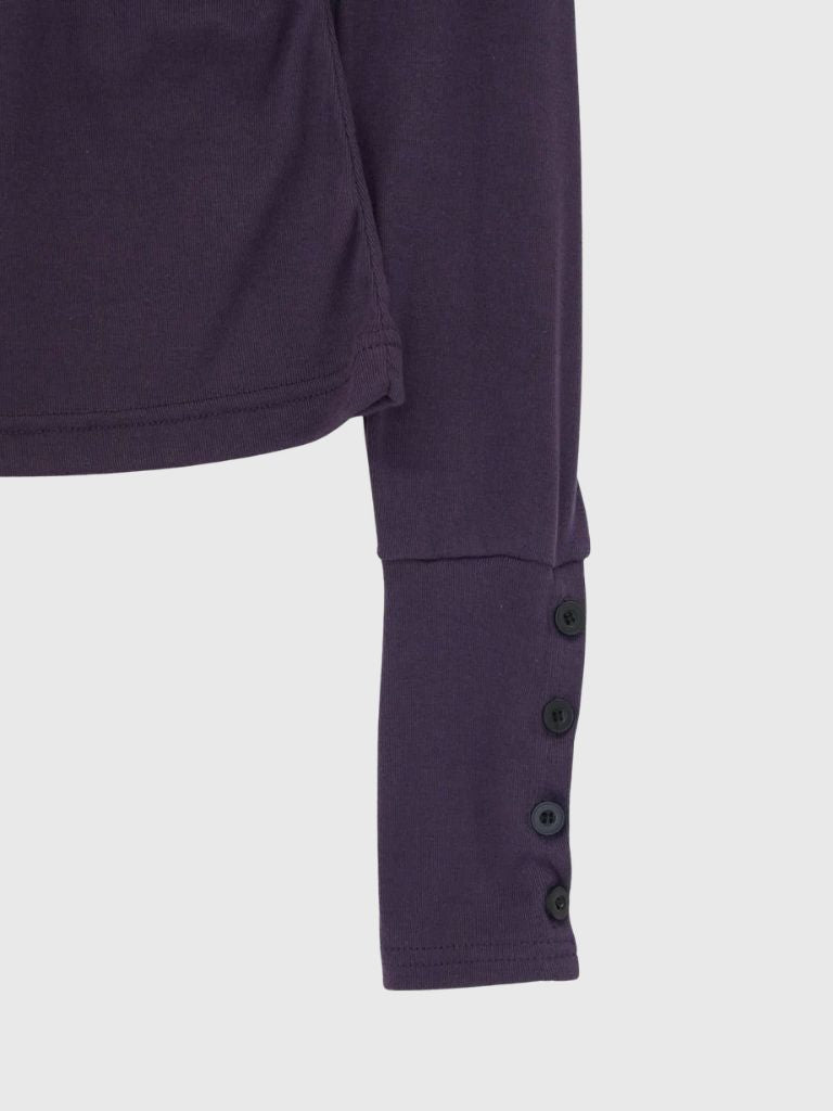 round neck button sleeve tops