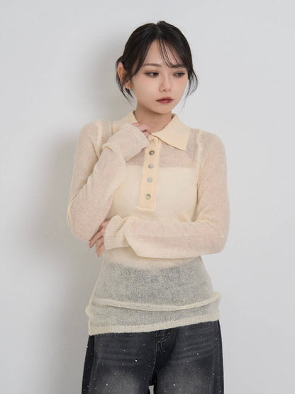 light sheer polo knit