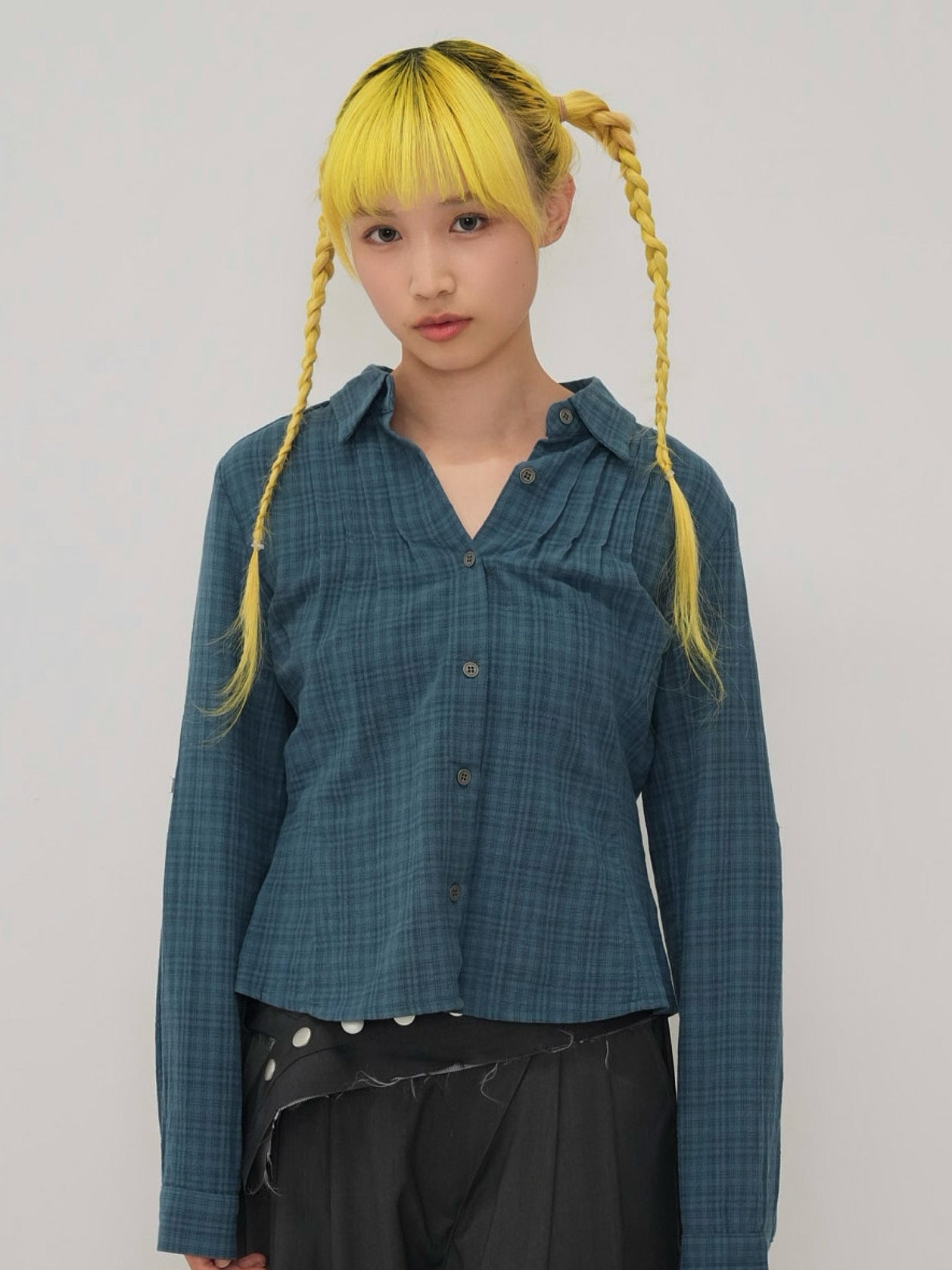 sleeve detail check shirt