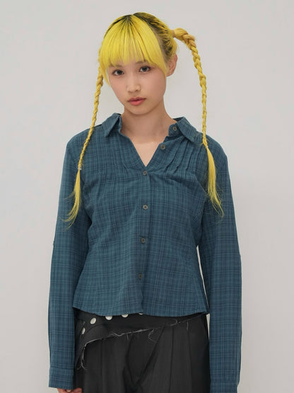 sleeve detail check shirt
