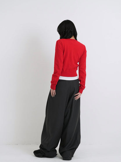 contrast line cardigan