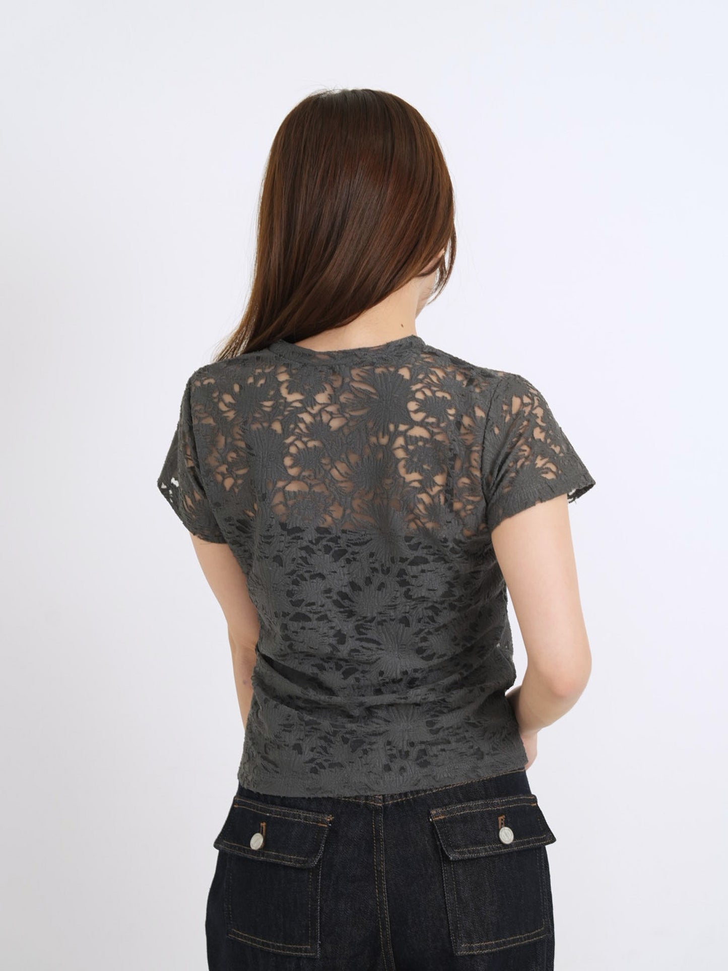sheer flower lace tops