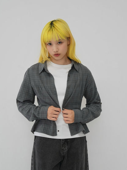 sleeve detail check shirt