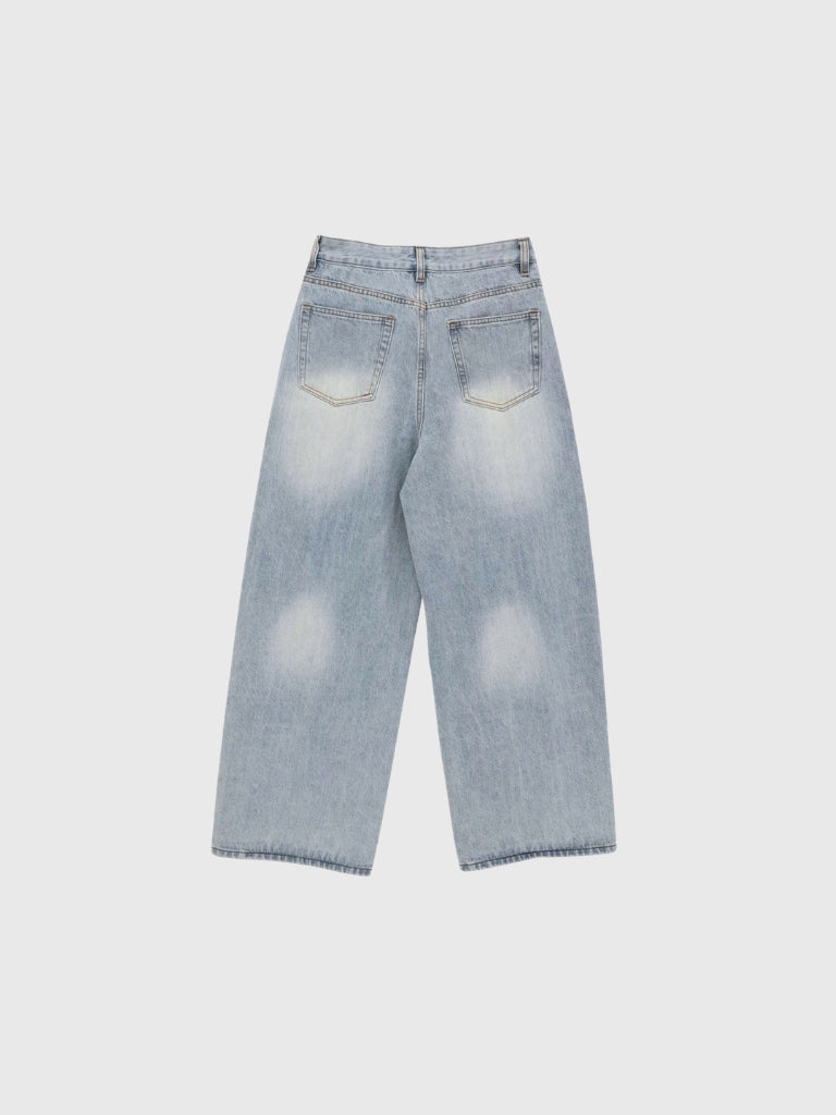 curved panel denim pants