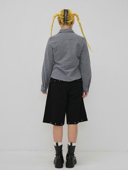 metal stud bermuda pants