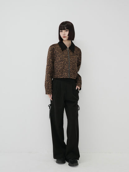 leopard collar blouson