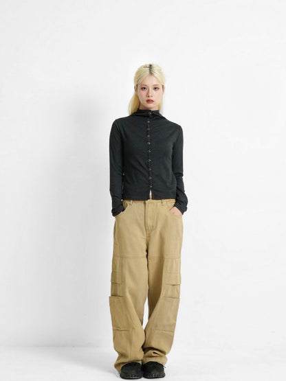 high neck fitted cardigan